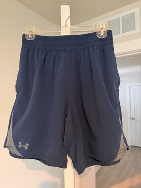 Under Armour Men's Navy Blue Athletic Shorts with Logo